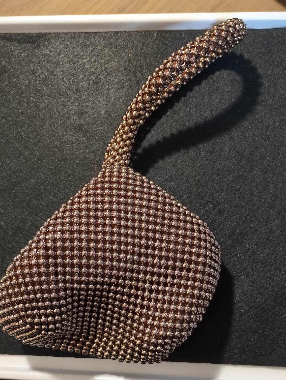 Beaded Mini Wristlet Bag in Bronze